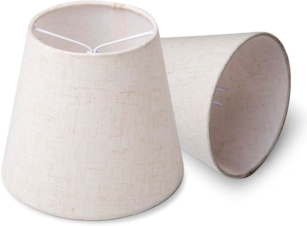 2 pc. beige Small Lamp Shade Clip on Bulb for Candelabra Bulbs, 4x6x5 Inch